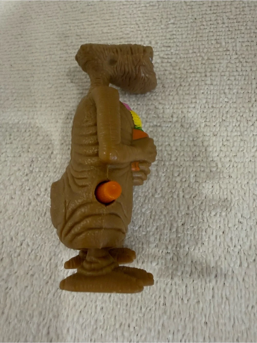 Vintage 1982 ET Extra-Terrestrial Brown Alien Figure with Colorful Flower Pot